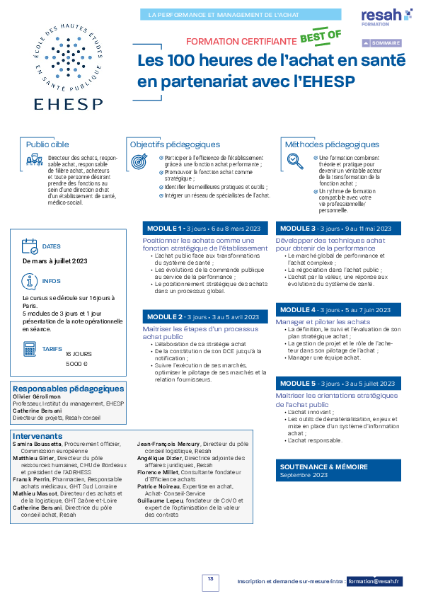 Les 100 Heures De L Achat En Sante En Partenariat Avec L EHESP